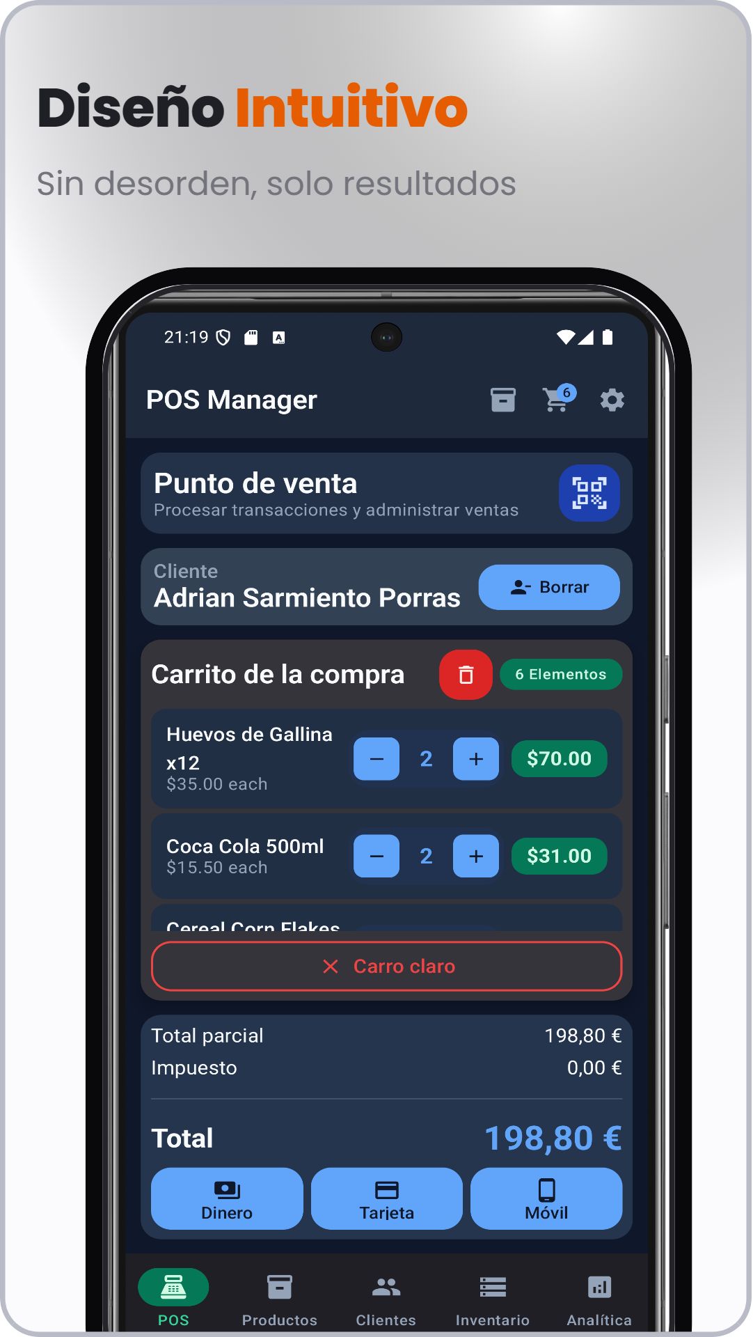 Captura de POSManager: TPV y Caja Ventas