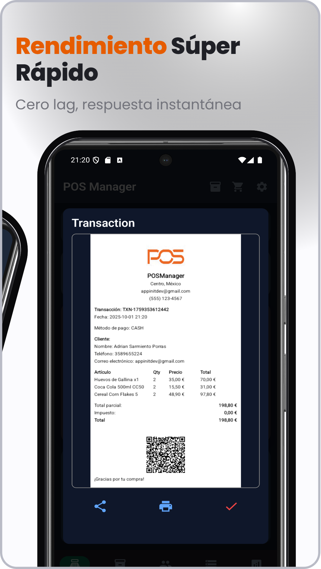 Captura de POSManager: TPV y Caja Ventas